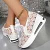 Sneakers da Donna Moda Sneakers con Piattaforma Ricamate Donna Scarpe Sportive in Rete Traspirante Donna Suola Spessa Slip-On Scarpe Casual