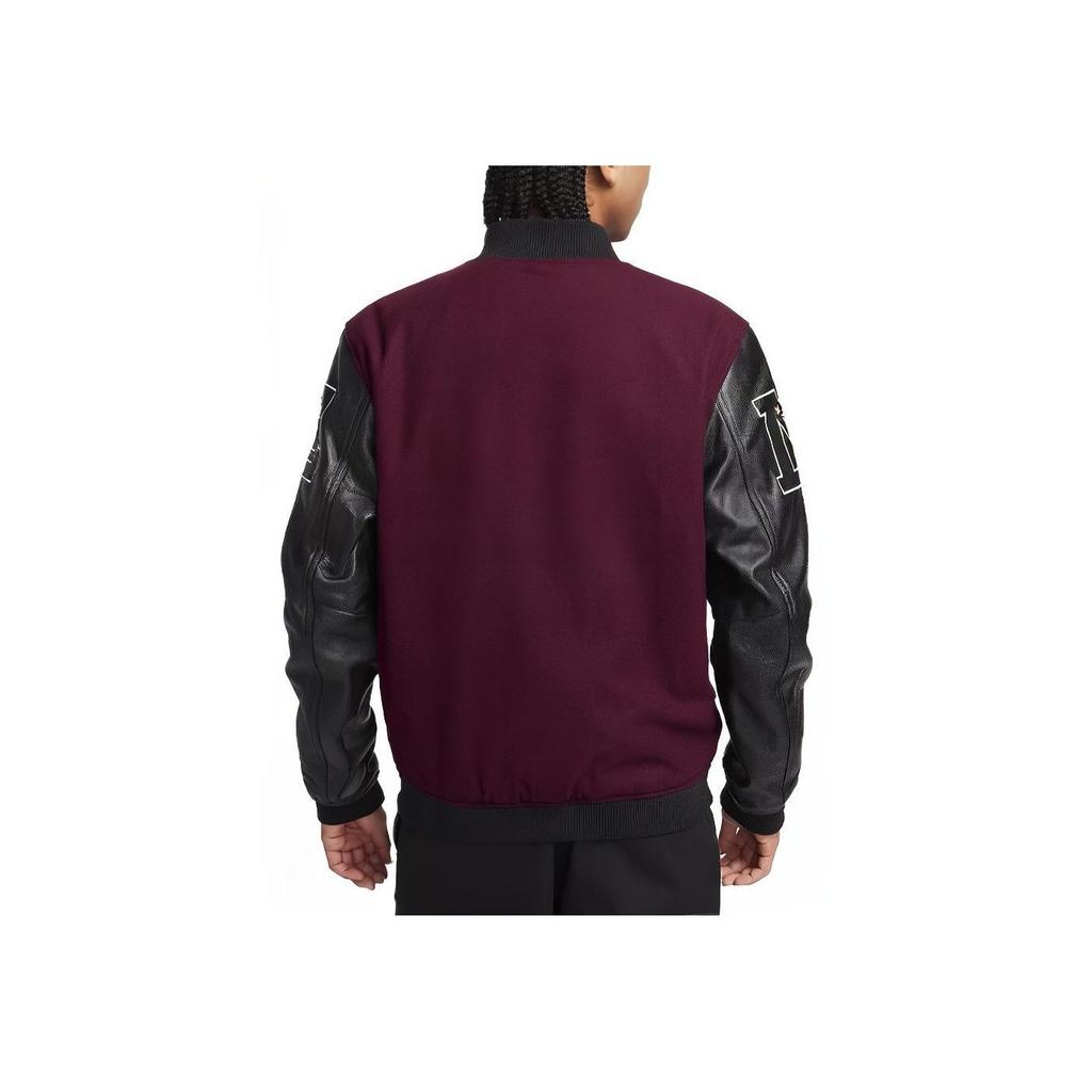 Nike Logo Letter Embroidery Color Block Casual Jacket Men Jacket Dark-Brown Red FQ0298-681