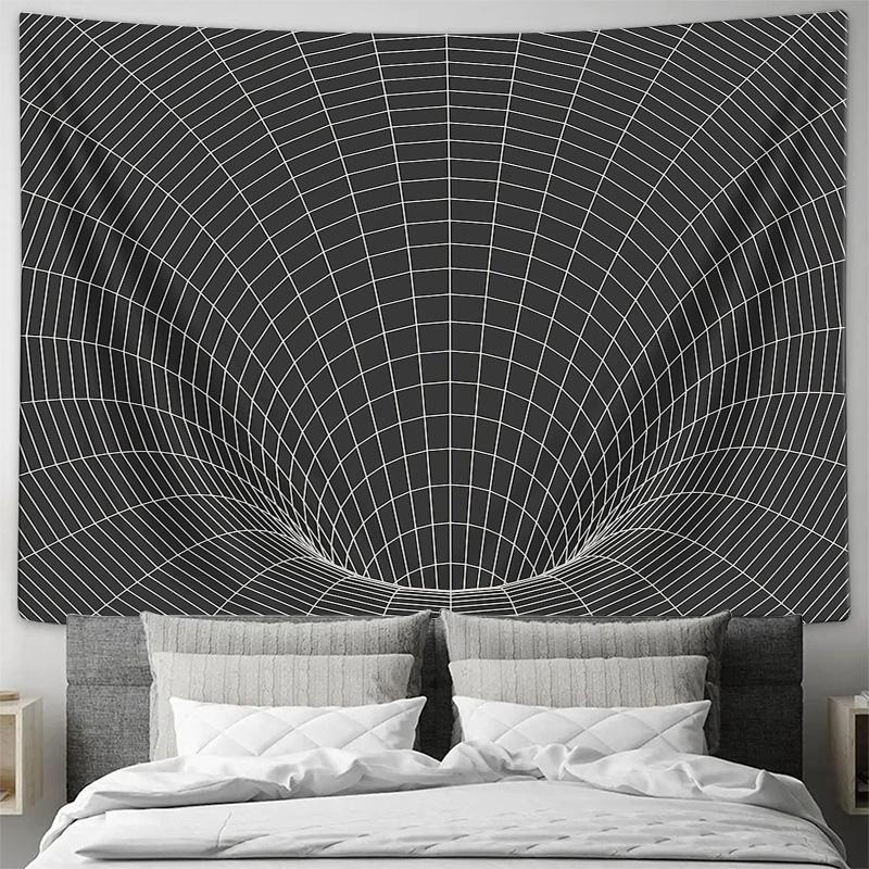 Trippy Tunnel Wall Tapestry Psychedelic Room Decor Hippie Festival Backdrop Black White Art Home Aesthetic Vaporwave Vision