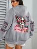 Parla Costoso Stampa Divertente Felpa con Cappuccio da Donna Pullover Larghi Multicolore Pile Autunno Abbigliamento Sportivo Casual con Tasca