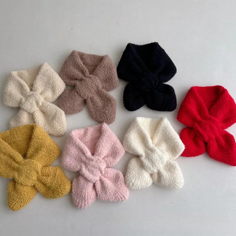 Βρεφική Κασκόλ Χειμωνιάτικη Πλεκτή Βελούδινη Μαλακή Βαμβακερή Μονόχρωμη Ευέλικτη Βρεφική Αντιανεμική Εξωτερικού Χώρου Σταυρωτή Κασκόλ Θερμότερη Κάλυψη Λαιμού