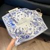 Fashion Black and White Printing Temperament Square Scarf Imitation Silk Korean Version Decorative Scarf Scarf Professional Decorative Shawl Silk Scar