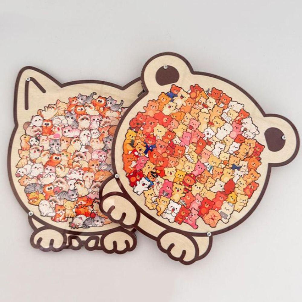 Dog Cat Wooden Puzzle Animal Puzzle Unique Irregular Puzzle Cat-shaped Jigsaw Children's Toy