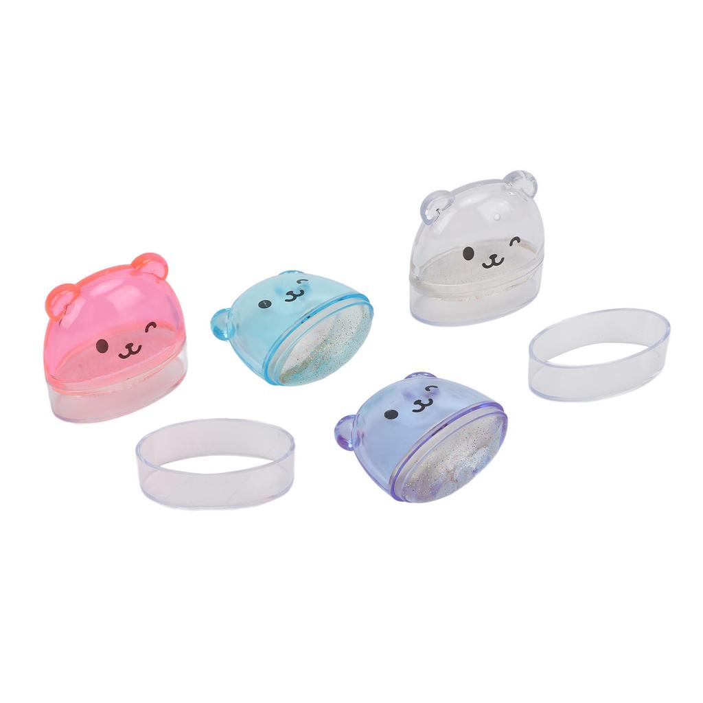 4pcs Nail Art Silicone Stamp Set Cute Bear Transfer Printing Tools Multifunctional French Nail Stamp