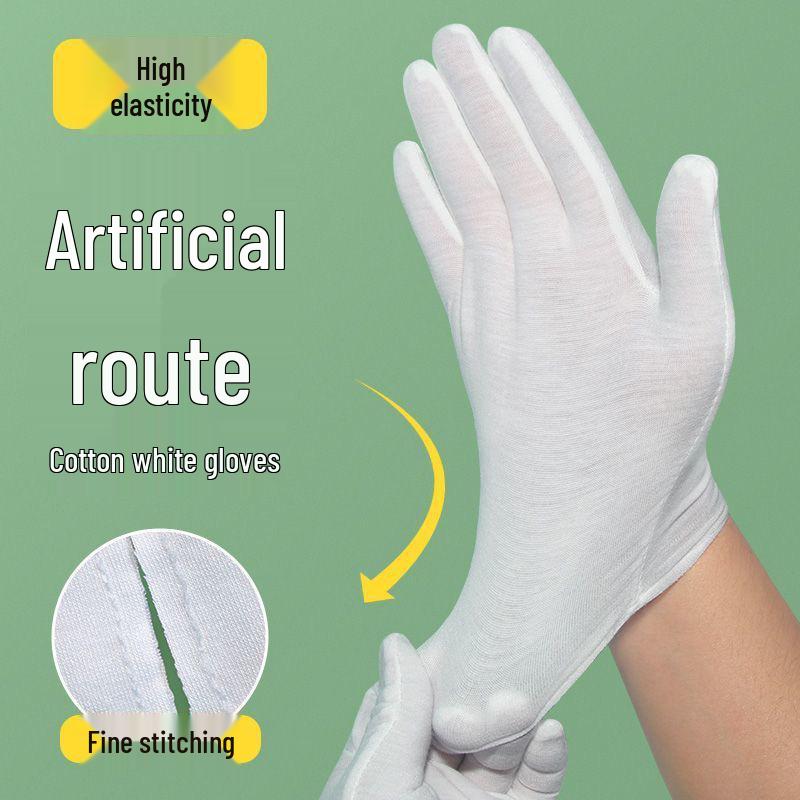Hand-Sealed Thickened White Cotton Gloves for Safety & Etiquette