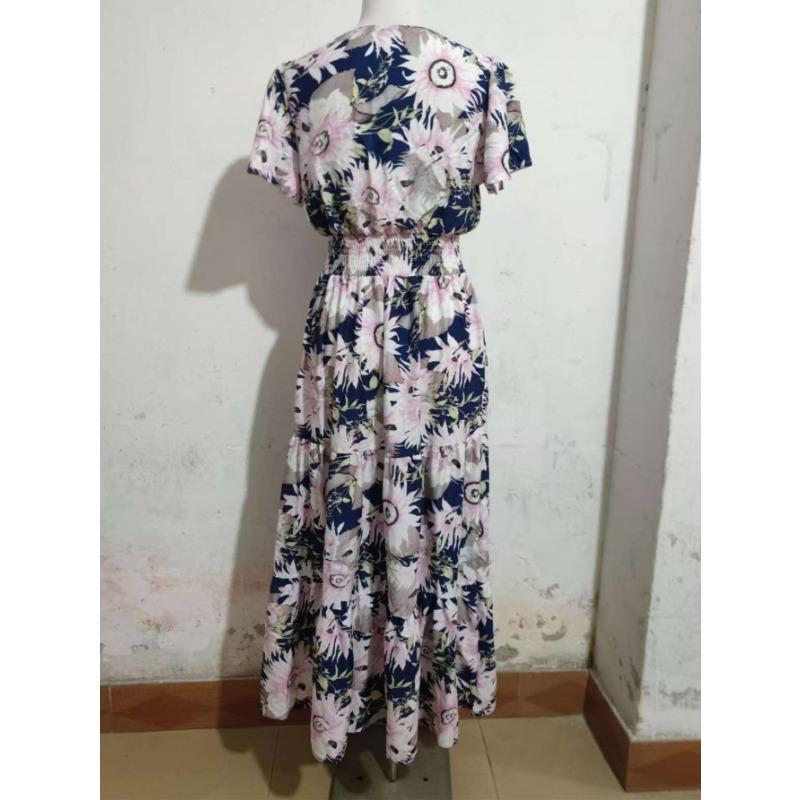 Dámské krátké rukávy, sváteční, temperamentní, pas, zeštíhlující, swingové šaty