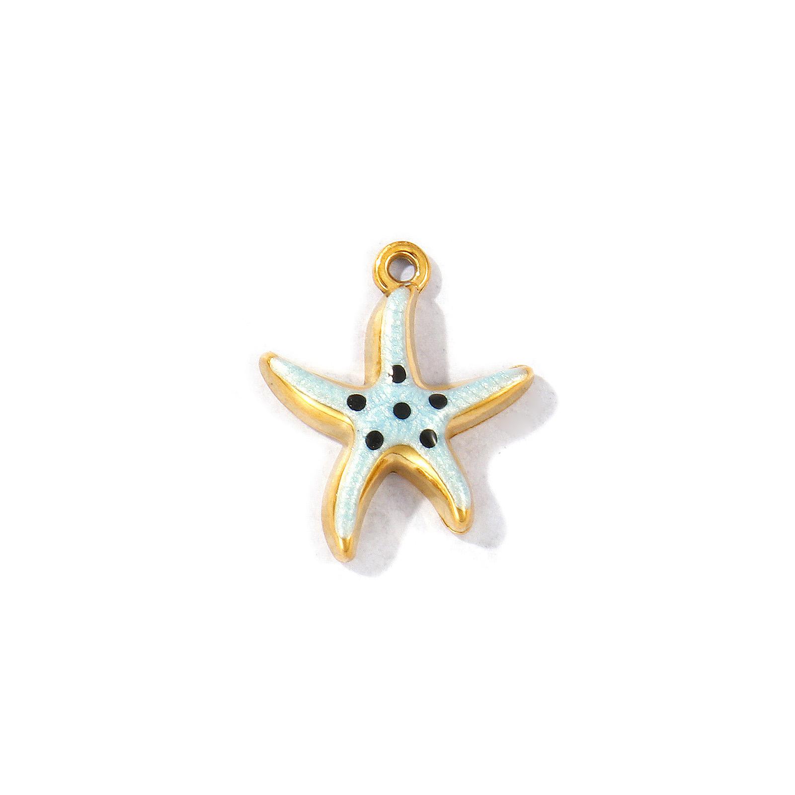 

5Pcs 304 Stainless Steel Ocean Charms 18K Gold Plated Light Blue Enamel Pearlized Octopus Crab Shell Pendant DIY Necklace Making