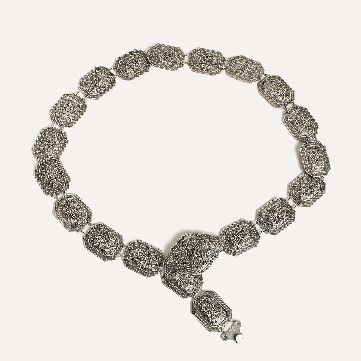 

Новый Ретро Женский Геометрический Тяжелой Промышленности Гравировка Этнический Стиль Цветы Модная Металлическая Поясная Цепь