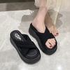 Fashion 8CM High Platform Slippers For Women Open Toe Leather Wedges Chunky Sandals New 2025 Summer Thick Bottom Female Beach Flip Flops