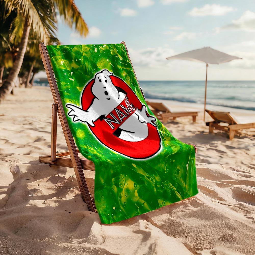 Ghostbusters Logo Customizable Name Beach Towel High Absorbency & Quick-Dry Suitable for Swimming Gym Camping Yoga Vacation