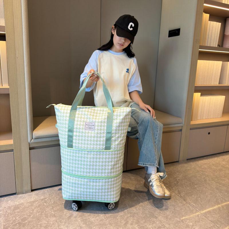 Double-layer expansion large capacity long and short-distance portable bag with wheels dry and wet separation fitness bag can be covered with tie rod