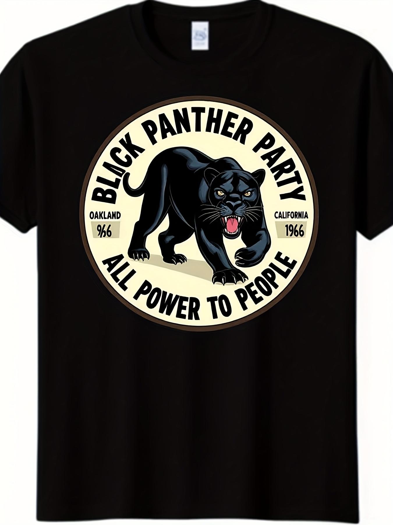 1966 California Oakland Black Panther Party Retro Graphic T-Shirt - Bold Vintage Design Featuring The Black Panther Motif And Slogan S