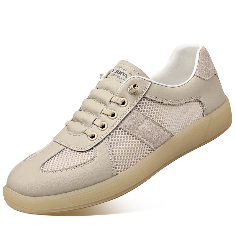 

New Men s Breathable Mesh Casual Shoe Solid -Color Fashionable Sports Shoe Comfortable And Anti - Slip Outdoor Casual Flat Shoes 44 бежевий