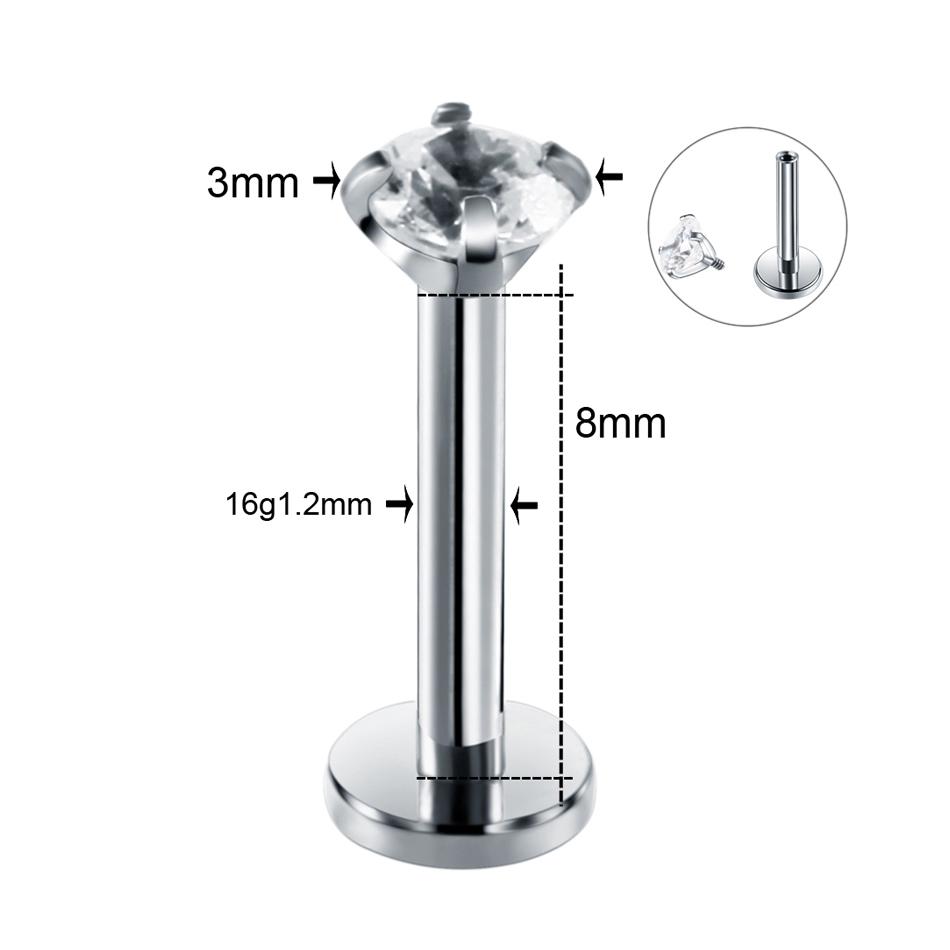 1PC Steel Labret Monore Ring Lip Stud Piercing Orelha Cartilage Ear Helix Stud Tragus Barbell Earrings Piercing Sexy Jewelry 16G