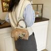Fashion retro wind bamboo handle panda embroidery clip women's small square bag new versatile fringed shoulder messenger bag