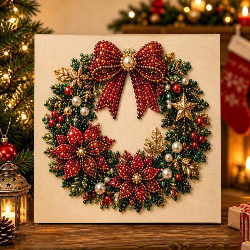 Christmas Diamond Painting Kit Pearl Art Santa Claus Framed DIY Craft for Home Wall Decor Holiday Gift