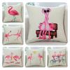 Adorable New Ins Flamingo Cartoon Soft Linen Throw Pillow For Cozy Sofa Decor