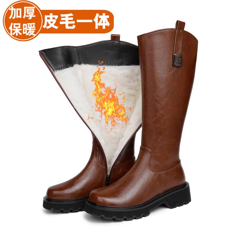 But knee boots children's winter new high boots thickened all-wool long women's boots large size thick-soled knight boots
