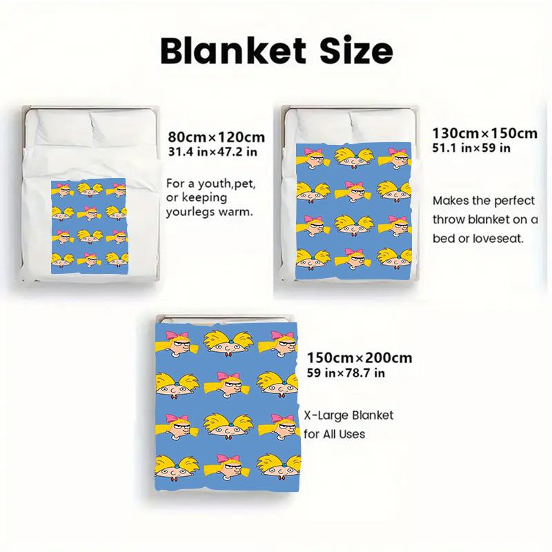 Hey Arnold 2D Flat Pattern Flannel Blanket High Quality All Seasons Warmth and Comfort Perfect for Christmas Gifts.MMT0918505