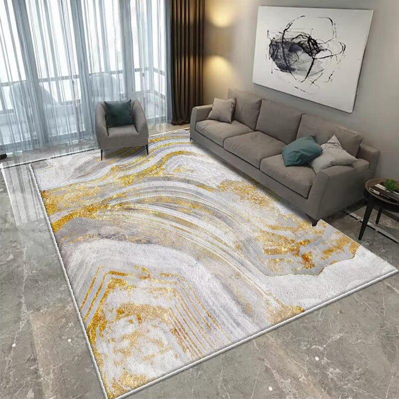 Modern CARPET FOR LIVE ROOM Non-slip Home Decoration Luxury Light Luxury Golden Blue Area Rug Washable Parlor Mat Bedside Room