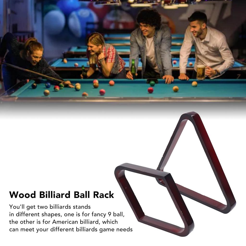 Billiard Ball Rack Set 9 Ball Stand Triangle Ball Rack Set for 5.72cm American Style Large Billiards Wine Red