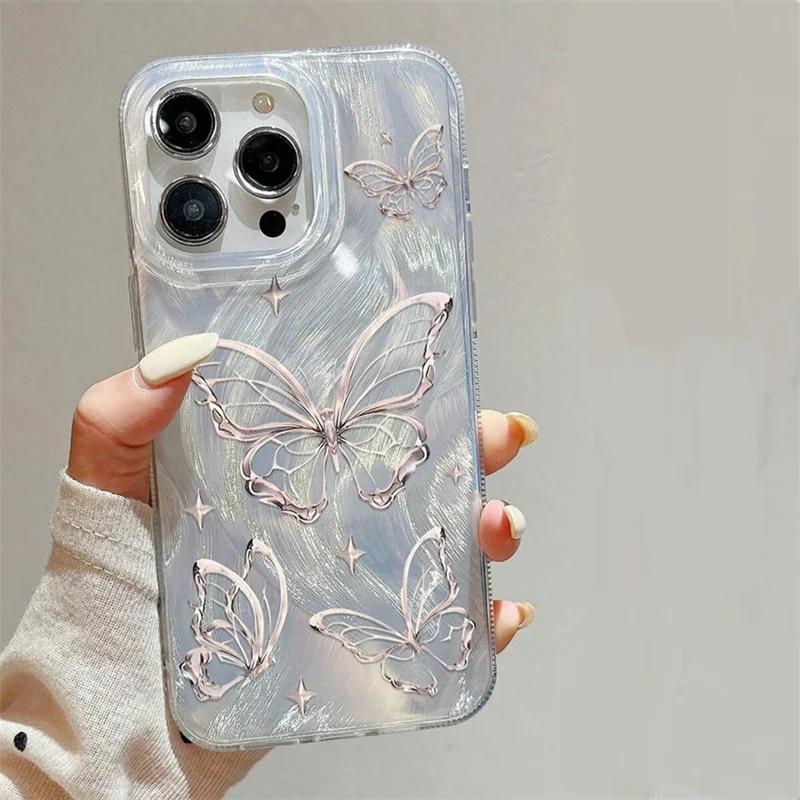 

Mint Green Butterfly Feather Texture Clear Phone Case for iPhone 17 16 15 14 13 12 11 16E Series Pro Max Plus iphone 11 ProMax