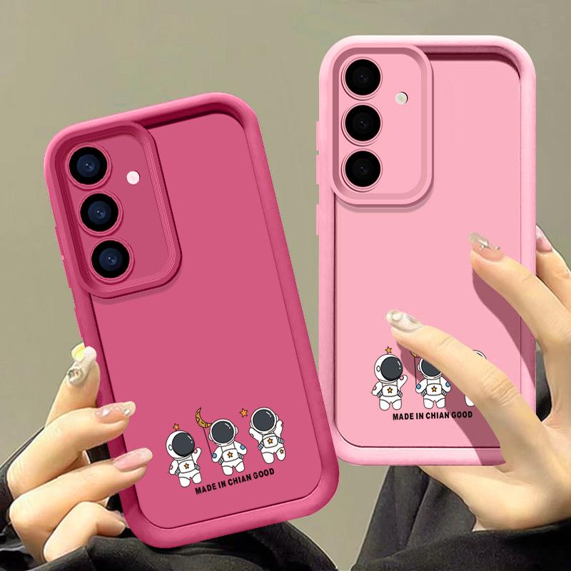 Little Astronaut Print Soft Shockproof Phone Case For Samsung S25 Ultra S24 FE S23 Plus S22 A56 A36 A16 A55 A06 A05 A15 A35 A54 Matte TPU Bumper Cover