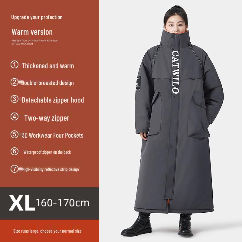 Electric Vehicle Winter Windshield Fleece-Lined Warm Coat for Bicycles & Motorcycles - Cold Weather Windproof Gear