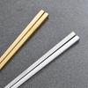 ZISIZ Gold 304 Stainless Steel Korean Square Chopsticks (10-Pack)