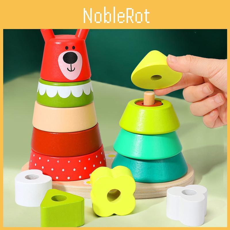 Toddler Wooden Educational Stack Tower Toy With Bright Colors Nonelectric Fun