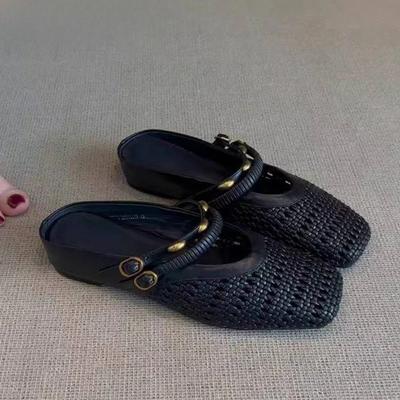 Fashion Flats Women Mules Shoes Elegant Woman Slippers Weave 2025 Summer Slides Slingback Designer Sandals Party Dress Mujer Zapatillas