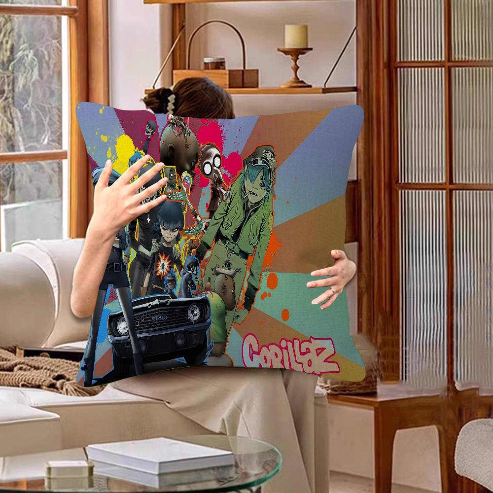 Retro Music Gorillaz Good Quality Anime Office Cushion Pillowcase Car Cushion Cover45X45CM Lumbar Pillowcase Sofa Pillowcover