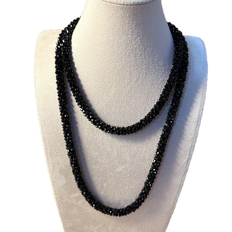 Retro Multi-layer Crystal Long Necklace - Handmade & Versatile Collarbone Chain