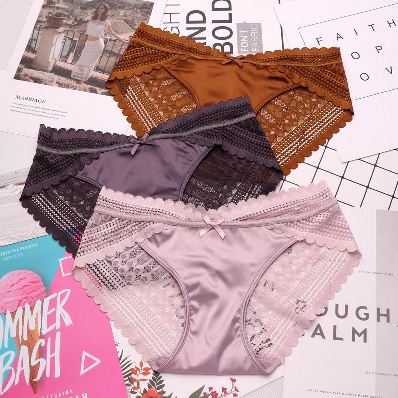 Nahtlose Damenunterwäsche, niedrige Taille, gekreuzte Spitzenhöschen, Damen-Dessous, Slips, atmungsaktive Baumwoll-Tangas, Höschen für Damen