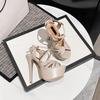 Sexy Nightclub Stiletto Nude High Heel Waterproof Platform Sandals for Women
