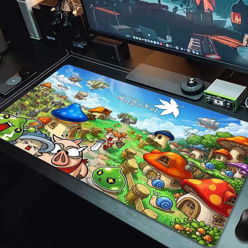 MapleStory Χρωματιστό Επιθέμα Ποντικιού Μεγάλο Μαξιλάρι Τραπεζιού Παιχνιδιών Αντιολισθητικό Laptop Tablet Μεγάλο Επιθέμα Ποντικιού XXL Στρώμα Mini PC Playmat Με Κλειδωμένη Άκρη