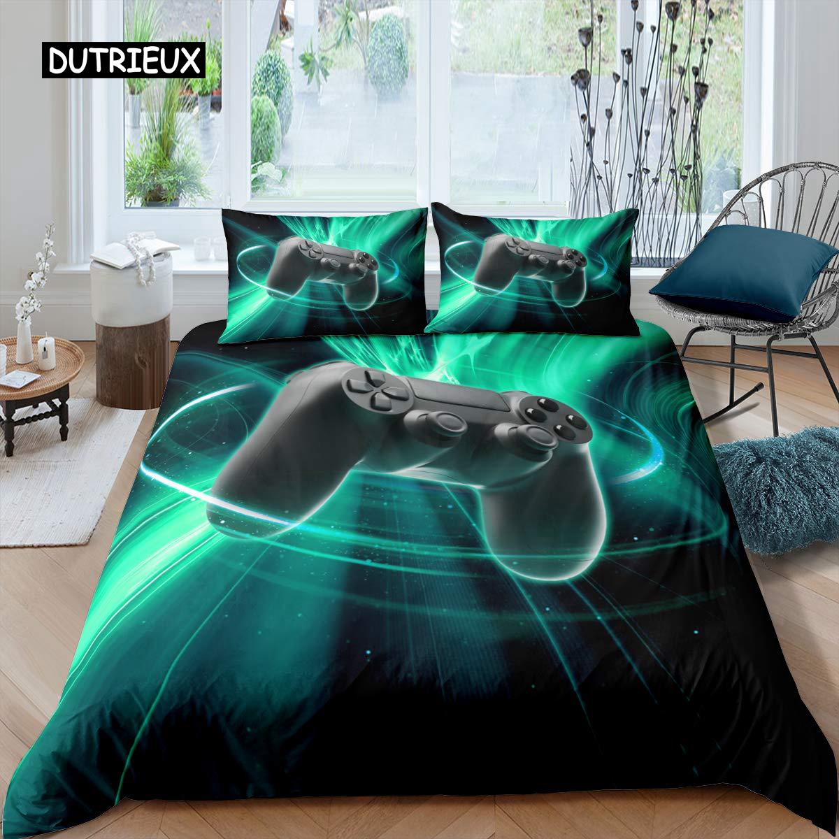 

Game Bedspread Cover Package Game Contoller Comforter Cover for Kids Boys Teens Player Game Full Size Queen Size King Dimension Size Polyester Fabric EU single(135x200cm)