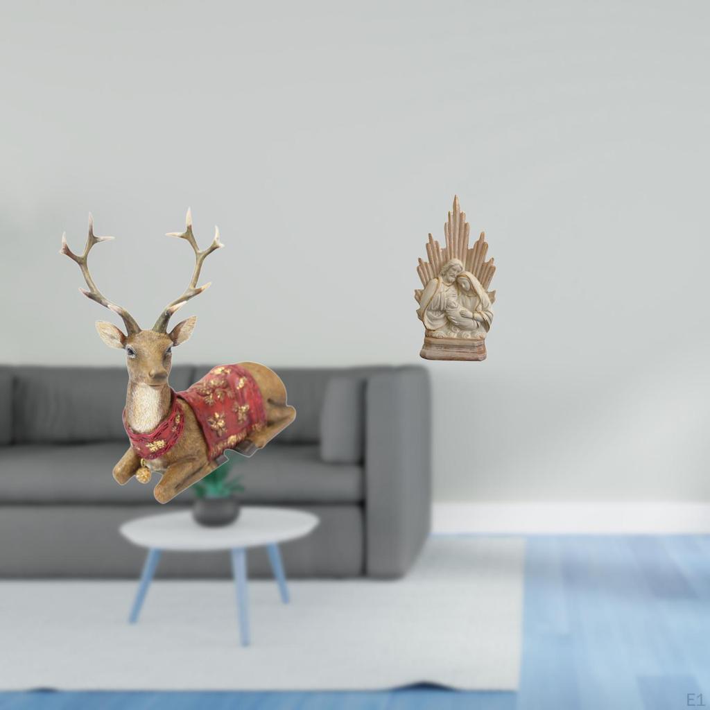 Reindeer Elk Deer Ornament Sculpture Figurine for Living Room Office Bedroom Farmhouse with Holy