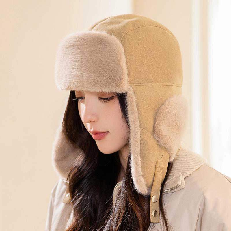 Unisex Sports Balaclava Hat with Ear Warmer - Furry Thermal Trapper Hat with Elasticity for Winter Outdoor Activities