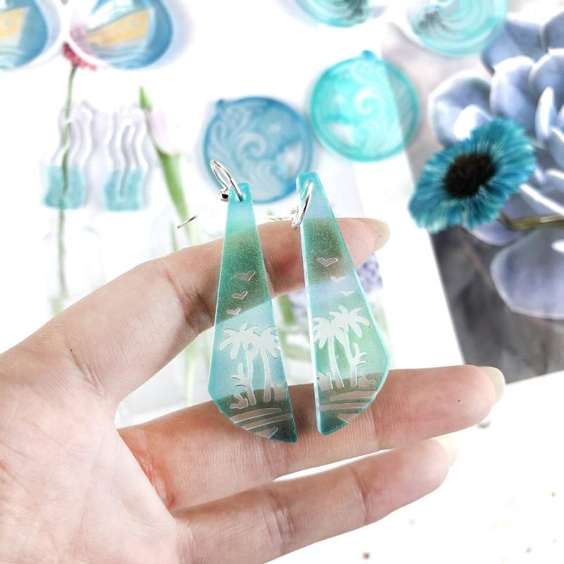 8Pcs Multiple Styles Earrings Silicone Mold Suitable for Epoxy Resin Diy Crafts Ornament Pendant Keychain Jewelry Making