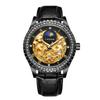 Luxury Men's Gold Case Mechanical Watch with Moon Phase Stainless Steel Strap Waterproof Automatic Wristwatch for Male Fashion