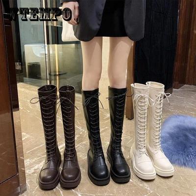 Botas de verano para mujer, botas de caña alta, de sección fina y suela gruesa, botas de caballero blancas por encima de la rodilla, botas de cuero
