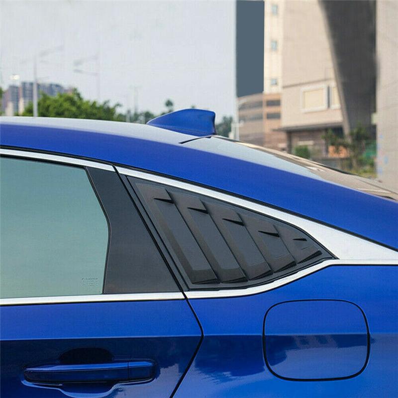 Car Rear Window Louver Cover Rear Side Vent Quarter Window Louver Shutter Cover For 2018- Honda Accord Glossy Black