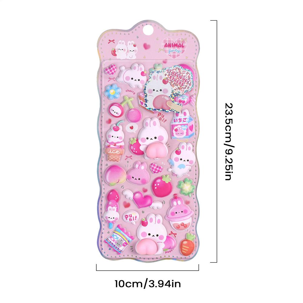

3D Stickers Self-Adhesive Animal Decals Cute Mini Relief Stickers For Notebook Scrapbooking Planners Journals Laptops Phone червоний