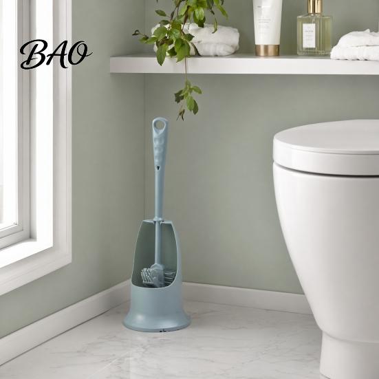 Cleaning Brush Long Handle Toilet with Anti-Slip Grip, Silicone Bristles Curved Resistant Double Head for Deep Stain Removal