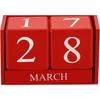 PATIKIL Vintage Wood Block Perpetual Calendar, Reble Wooden Month Date Display Blocks for Desk Office Home Decoration 6.1", Red