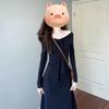 French long-sleeved dress, children's early autumn new temperament, advanced sense, waist and thin long dress, autumn and winter wear