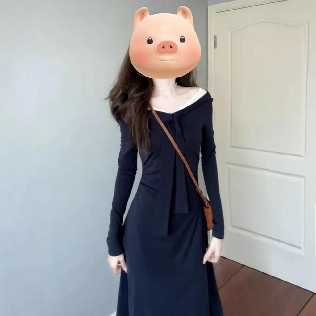 French long-sleeved dress, children's early autumn new temperament, advanced sense, waist and thin long dress, autumn and winter wear