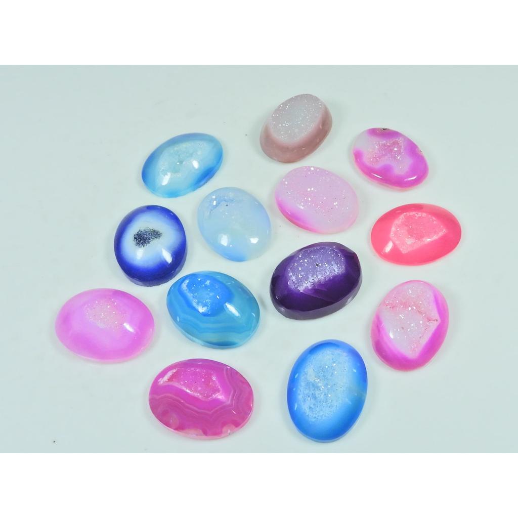 15X20MM Natural Window Druzy Agate Oval Cabochon Loose Gemstone 13 Pcs Lot C-3710