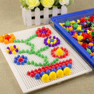 296 Stuks/Set Paddenstoel Nagel Kraal Speelgoed Kinderen 3D Combinatie Legpuzzel Spellen Kinderen DIY Educatief Speelgoed Bouwstenen